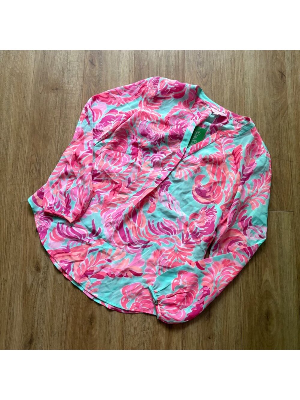 Lilly Pulitzer Stacey Long Sleeve Blouse Poolside Blu Long Birds NWT Size XS